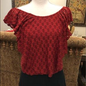 Red off shoulder blouse